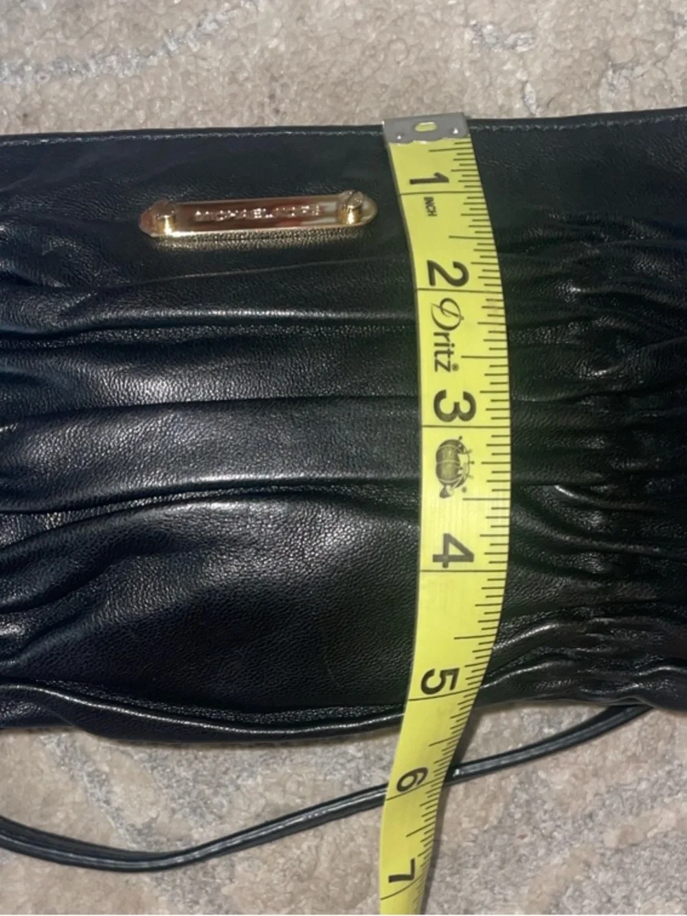 Michael Kors Black Gathered Leather with Gold Logo
